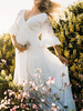 Robe de fiançée robe de mariage col V manche courte en dentelle