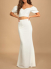 Robe de fiançée robe de mariée 2 pièces top col en coeur jupe droite