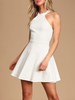Robe de fiançée robe de mariée col à bretelle mini jupe