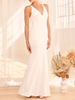 Robe de fiançée robe de mariée col V sans manche au sol