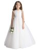 Robe de fille de fleur blanche en organza col rond au sol robe cortège enfant robe cérémonie fille