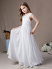 Robe de fille de fleur de dentelle à col rond simple