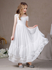 Robe de fille de fleur fraîche à col rond simple