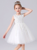Robe de fille de fleur rose en tulle col rond en dentelle longueur au sol robe cortège enfant