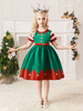 Robe de fête pour Noël Green Polyester Fiber Imprimerie des vacances de Noël Costumes Robe