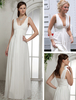Robe de Gossip Girl A-ligne blanche en chiffon et en satin col carré longueur plancher