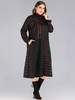 Robe de grande taille pour femme à col roulé à manches longues T-shirt à manches longues à motif à carreaux Robe longue