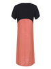 Robe de grande taille pour femme col bijou manches courtes t-shirt imprimé deux tons robe longue