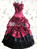 Robe de lolita classique Coton Ridée Rouge et Noire Foncée