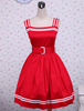 Robe de lolita classique Ecolière Sans Manche Ceinture Coton Rouge Déguisements Halloween