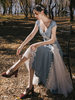 Robe de Lolita Classique Lolita Blue Manches Dentelle Lolita Jumper Jupes