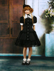 Robe de lolita cosplay Noire en Coton avec Dentelle et Manches Courtes Déguisements Halloween