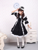 Robe de lolita douce Classique Manches Courtes Coton Noire Déguisements Halloween