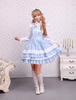 Robe de lolita douce Cravates Avant Dentelle Coton Bleue Déguisements Halloween