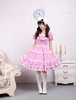 Robe de lolita douce Jabots Carreau Berger Coton Rose Déguisements Halloween
