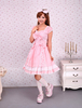 Robe de lolita douce rose en Coton avec Ornement de nœuds Déguisements Halloween