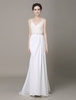 Robe de mariage ivoire exquise fourreau tissu de satin avec dentelle col V Avec traîne Milanoo