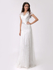 Robe de mariage A-ligne en dentelle ivoire avec ceinture Milanoo