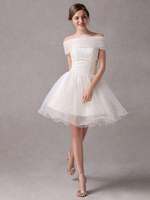 Robe de mariage A-line bustier en organza ivoire Milanoo