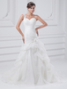 Robe de mariage en organza blanc plissé de col en coeur