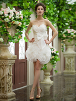 Robe de mariage en organza ivoire avec noeud à col en coeur Milanoo