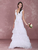 Robe de mariage exquise A-ligne blanc avec ceinture à traîne
