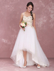 Robe de mariage exquise A-ligne effet encolure coeur en dentelle avec paillettes asymétrique Milanoo