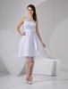 Robe de mariage exquise A-ligne en satin blanc avec applique à licou longueur mollet