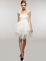 Robe de mariage exquise A-ligne en tulle ivoire bustier mini