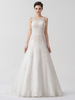 Robe de mariage exquise A-ligne ivoire effet encolure coeur en tulle avec plissement