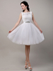 Robe de mariage exquise A-ligne tulle ivoire col rond longueur genou