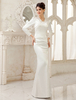 Robe de mariage exquise fourreau en satin de soie stretch ivoire col V longueur plancher Milanoo