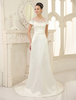 Robe de mariage exquise fourreau en satin ivoire avec paillettes col rond traîne courte Milanoo