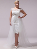 Robe de mariage exquise fourreau en tulle avec dentelle col rond traîne démontable Milanoo