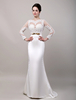 Robe de mariage exquise fourreau satin ivoire Avec traîne