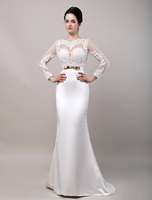 Robe de mariage exquise fourreau satin ivoire Avec traîne