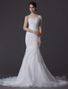 Robe de mariage exquise sirène en organza avec plissement à une épaule traîne chapelle