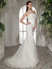 Robe de mariage exquise sirène ivoire dentelle bustier à traîne