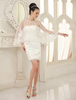 Robe de mariage fourreau de plage en organza ivoire fendu bustier mini Milanoo