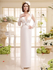 Robe de mariage fourreau ivoire avec dentelle col V Milanoo