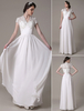Robe de mariage ivoire en chiffon col V en dentelle longueur au sol