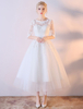 Robe De Mariage Manches Mi-Longues Transparentes En Dentelle Robe A-Ligne Simple Chic Robe De Mariée 2021
