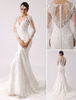 Robe de mariage sirène en dentelle ivoire à cou translucide Milanoo
