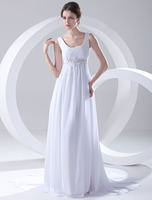 Robe de mariage taille empire blanche en chiffon encolure dégagée