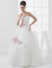 Robe de mariée à cœur A-ligne de style Européen en satin avec broderie de perles