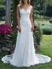 Robe de mariée à la plage blanche en dentelle col V à traîne robe de mariage