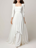 Robe de mariée 2 pièces col carré manche longue pantalon traîne amovible