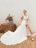 Robe de mariée 2021 col en V sans manches une ligne robes de mariée plage en mousseline de soie split avec train