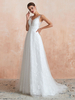 Robe De Mariée 2021 V Cou Une Ligne Sans Manches Peals Perles Robes De Mariée Avec Train