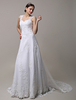 Robe de mariée A-ligne blanche avec dentelle traîne démontable Milanoo
